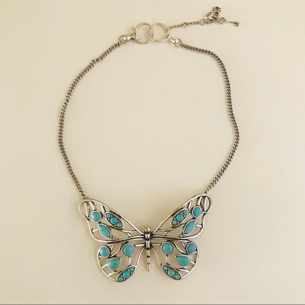 Turquoise  Fossil Butterfly Necklace & Earrings